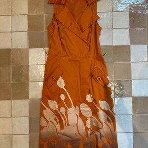 Kay Unger New York Orange Midi Dress